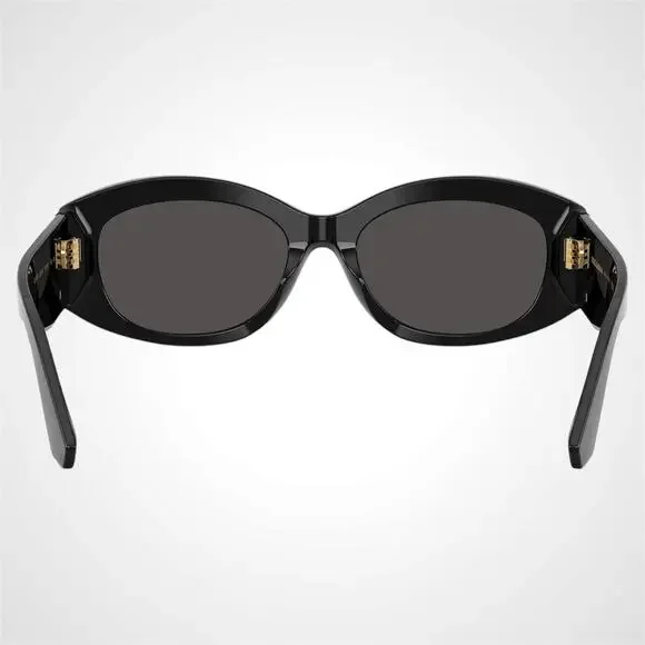 New Dolce & Gabbana Sunglasses Black Oval Acetate Gold Metal DG Gray Lens - Picture 5 of 6